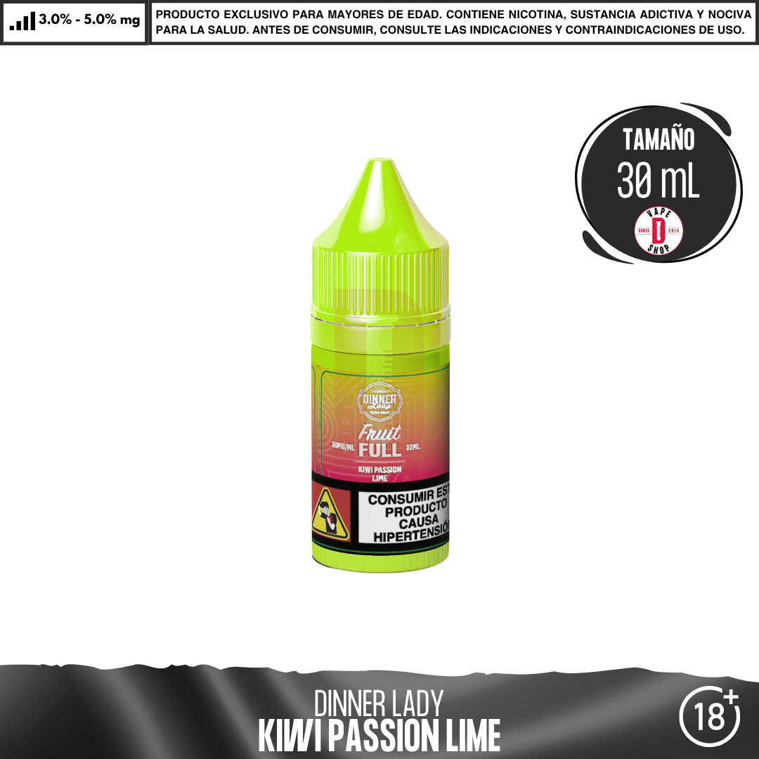 Dinner Lady - Full Fruit - Kiwi Passion LIme Salts - Sales de Nicotina - Dinner Lady | SN-DL-FF-KPL-30