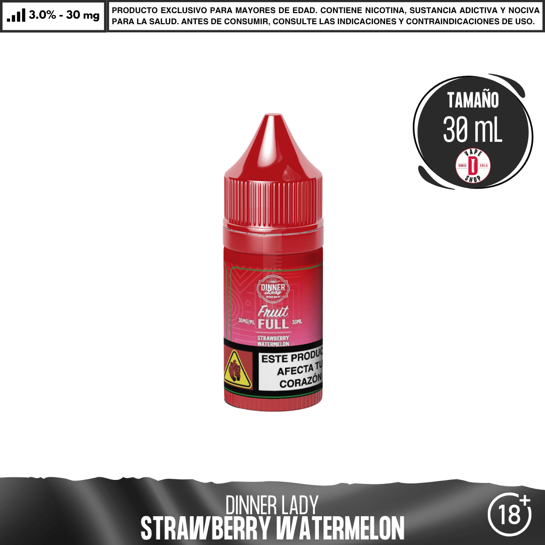 Dinner Lady - Full Fruit - Strawberry Watermelon Salts - Sales de Nicotina - Dinner Lady | SN-DL-FF-SW-30