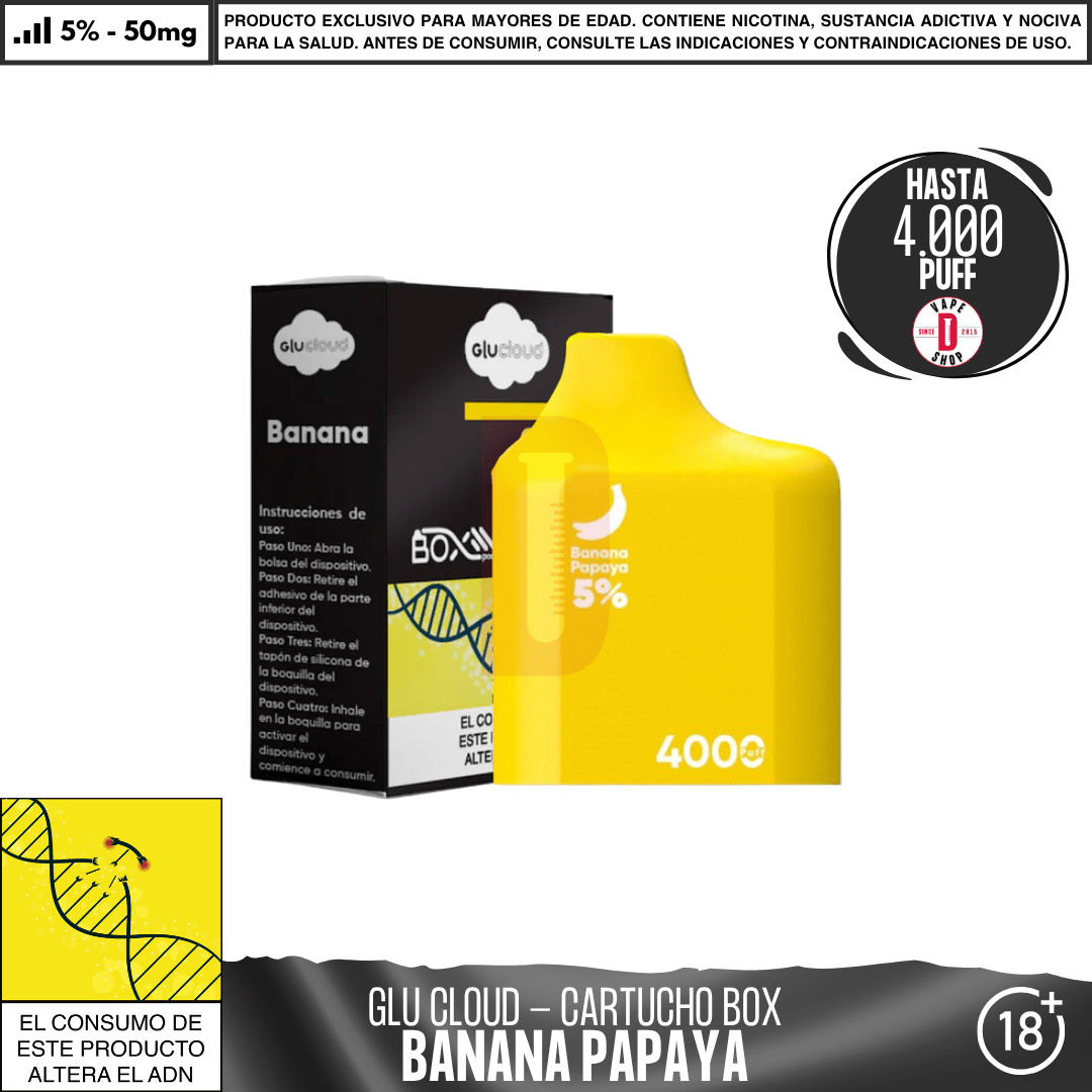 Glu Cloud - Pod BoxPod 4000 PUFF - Vape Desechable - Glu Cloud | DIS - GLUC - PBP - BNP - 50