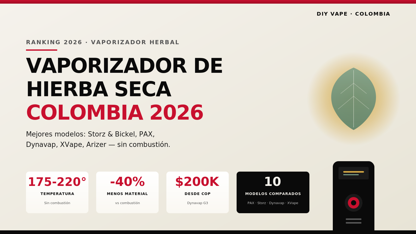 Ranking 2026 de vaporizadores de hierba seca en Colombia — Storz & Bickel, PAX, Dynavap, XVape, Arizer