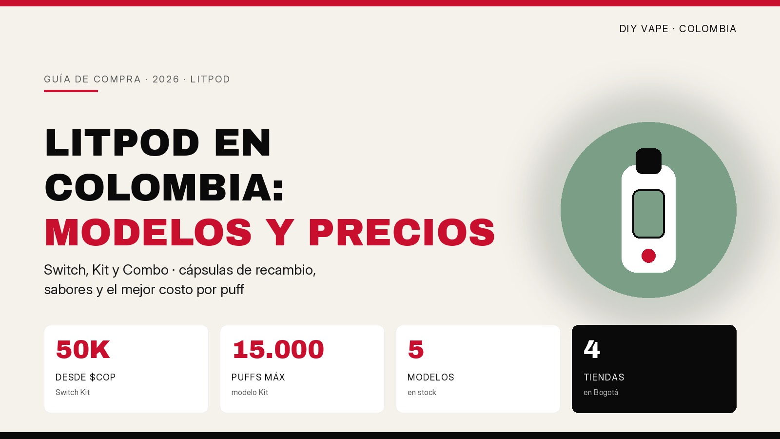 Litpod en Colombia: modelos Switch, Kit y Combo, cápsulas y precios 2026 - DIY Vape