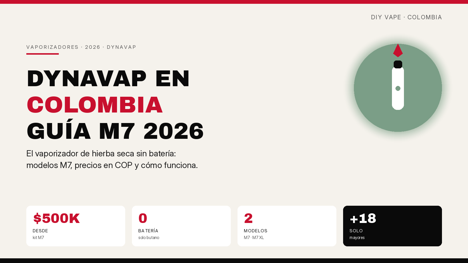 Dynavap en Colombia: vaporizador de hierba seca sin batería, modelos M7