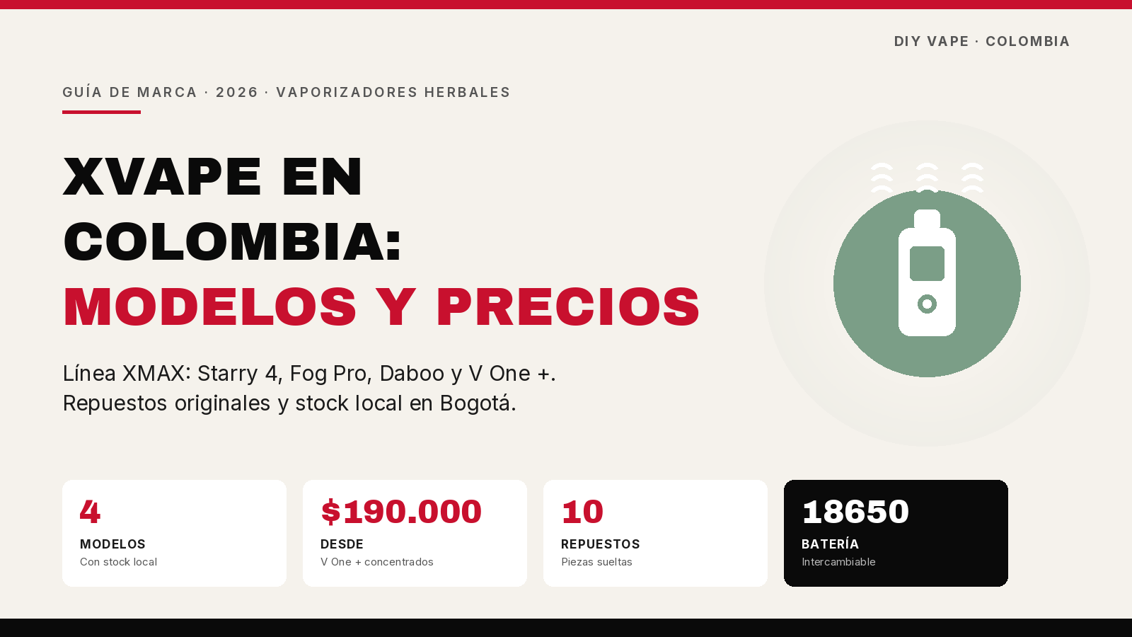 XVape en Colombia: modelos XMAX Starry 4, Fog Pro, Daboo y repuestos originales con precios en COP
