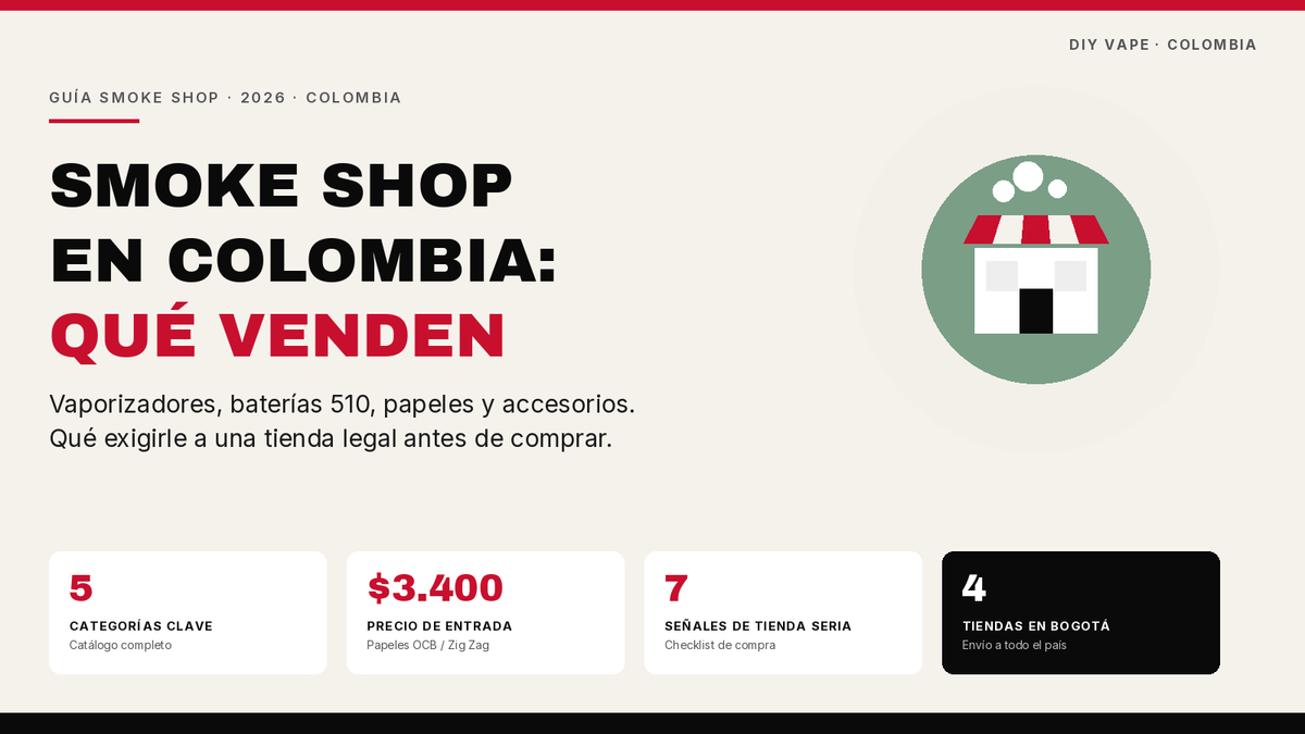 Smoke shop en Colombia: vaporizadores, baterías 510, papeles y accesorios en DIY Vape Shop