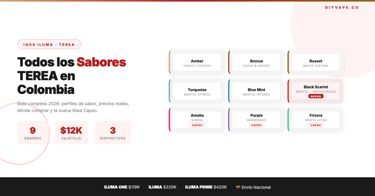 IQOS TEREA: Guía de Todos los Sabores en Colombia 2026 - DIY Vape Shop