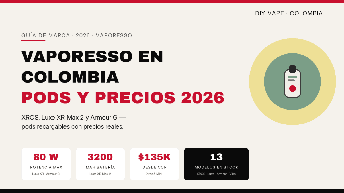 Vaporesso en Colombia: Mejores Modelos, Pods y Precios 2026 - DIY Vape Shop