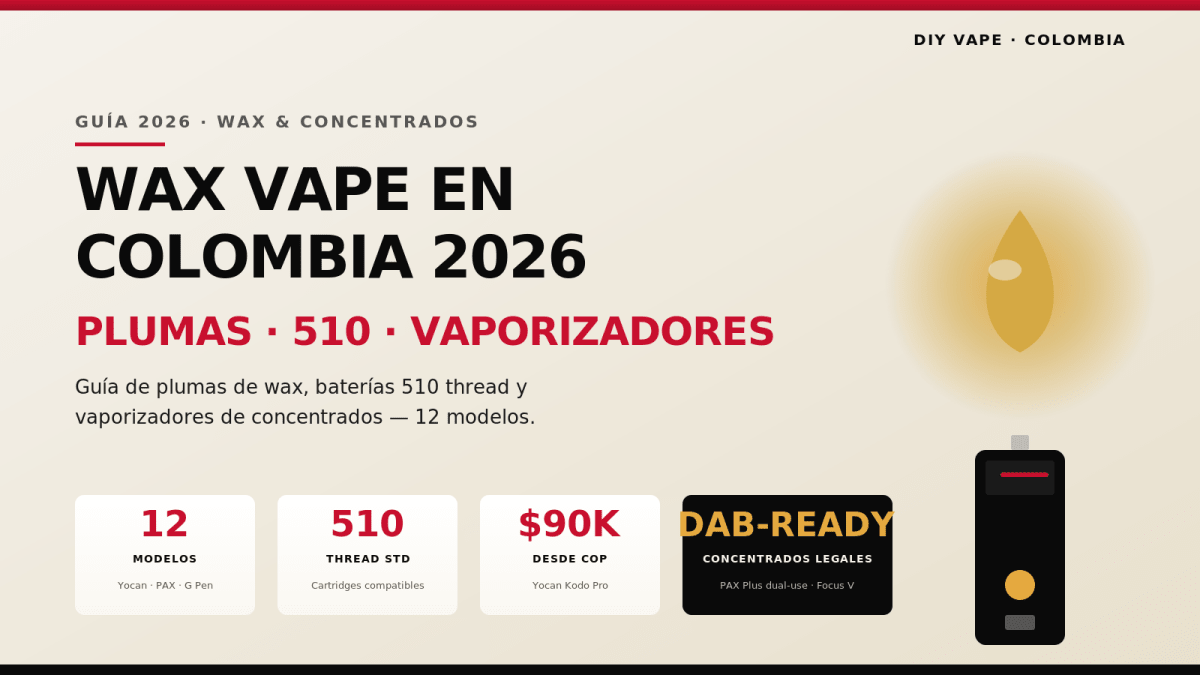 Wax Vape en Colombia: Plumas, Baterías 510 y Vaporizadores de Concentrados — Guía 2026 - DIY Vape Shop