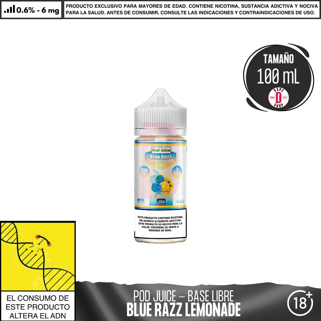 Blue Razz Lemonade - Eliquid - Pod Juice | BL - PJ - BRL - 06