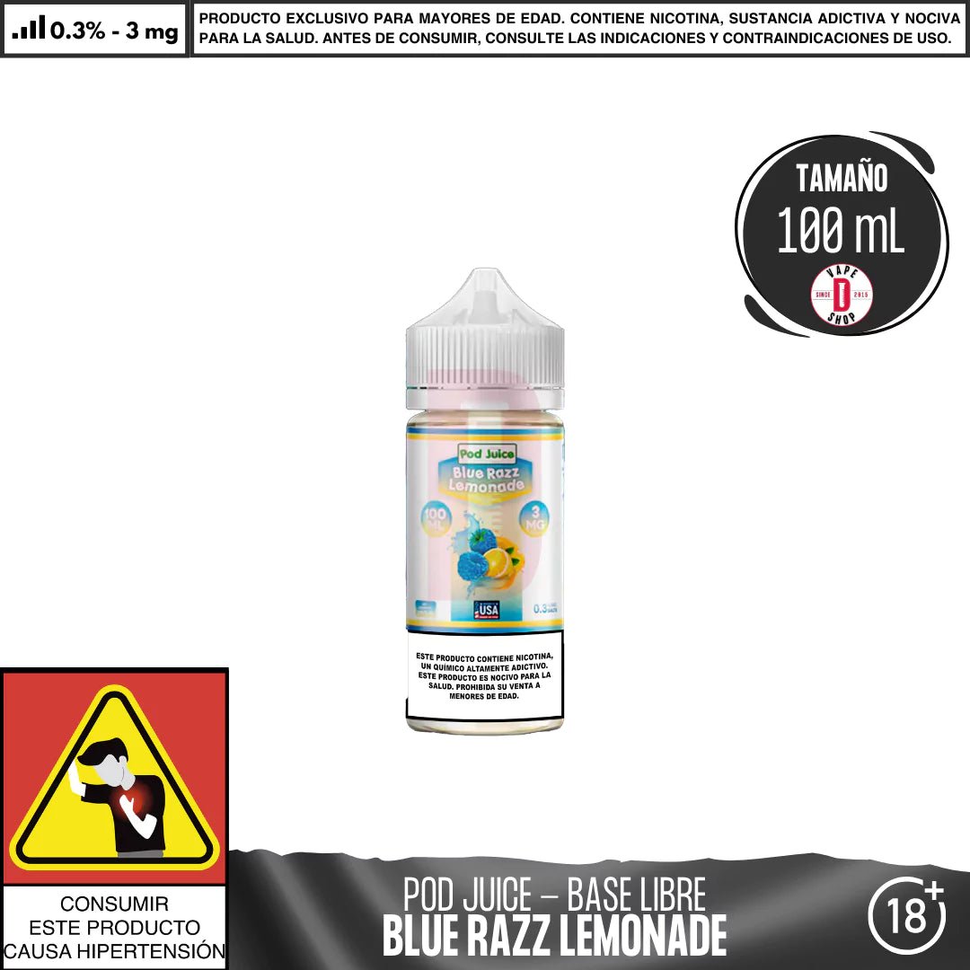 Blue Razz Lemonade - Eliquid - Pod Juice | BL - PJ - BRL - 03
