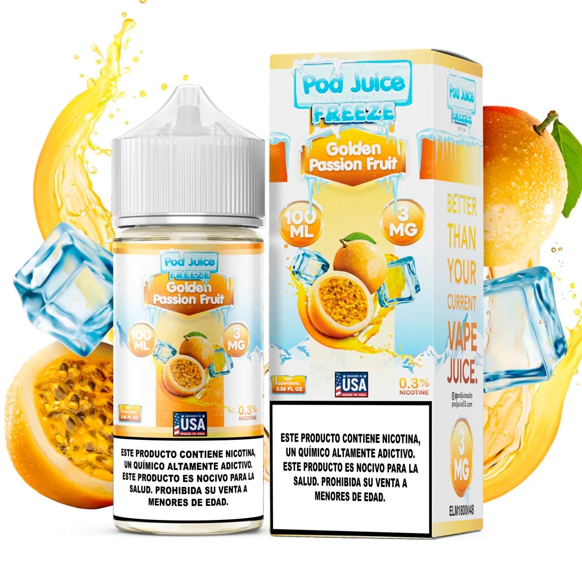 Golden Passion Fruit Freeze - Eliquid - Pod Juice | BL - PJ - GPFF - 00