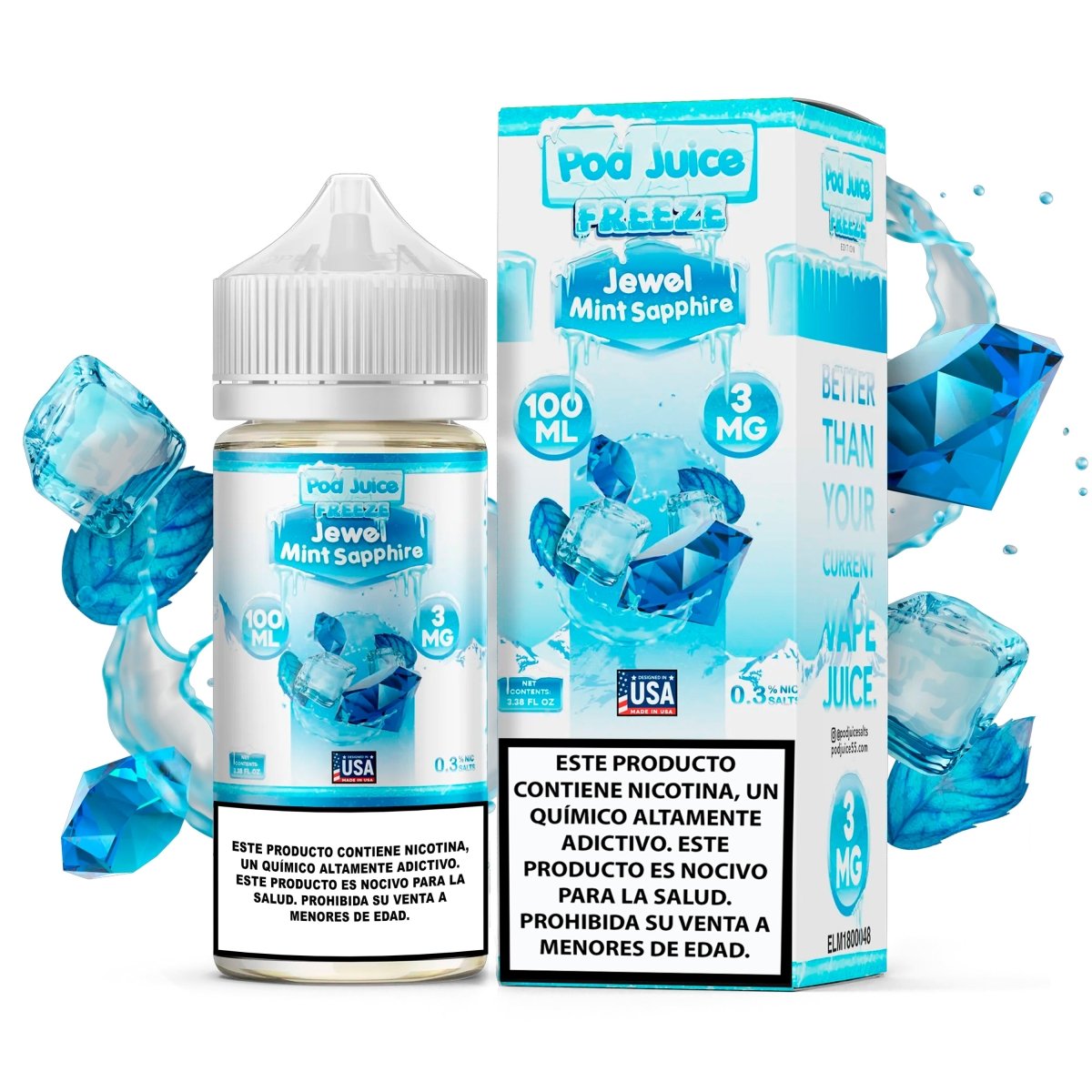 Jewel Mint Sapphire Freeze - Eliquid - Pod Juice | BL - PJ - JMSF - 00