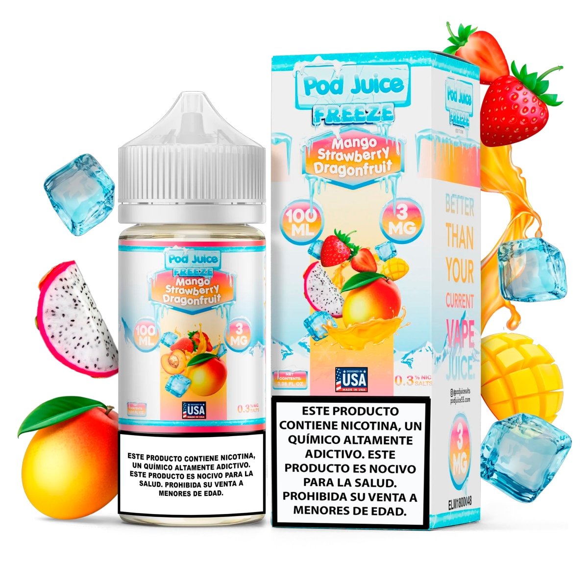 Mango Strawberry Dragonfruit Freeze - Eliquid - Pod Juice | BL - PJ - MSDF - 00