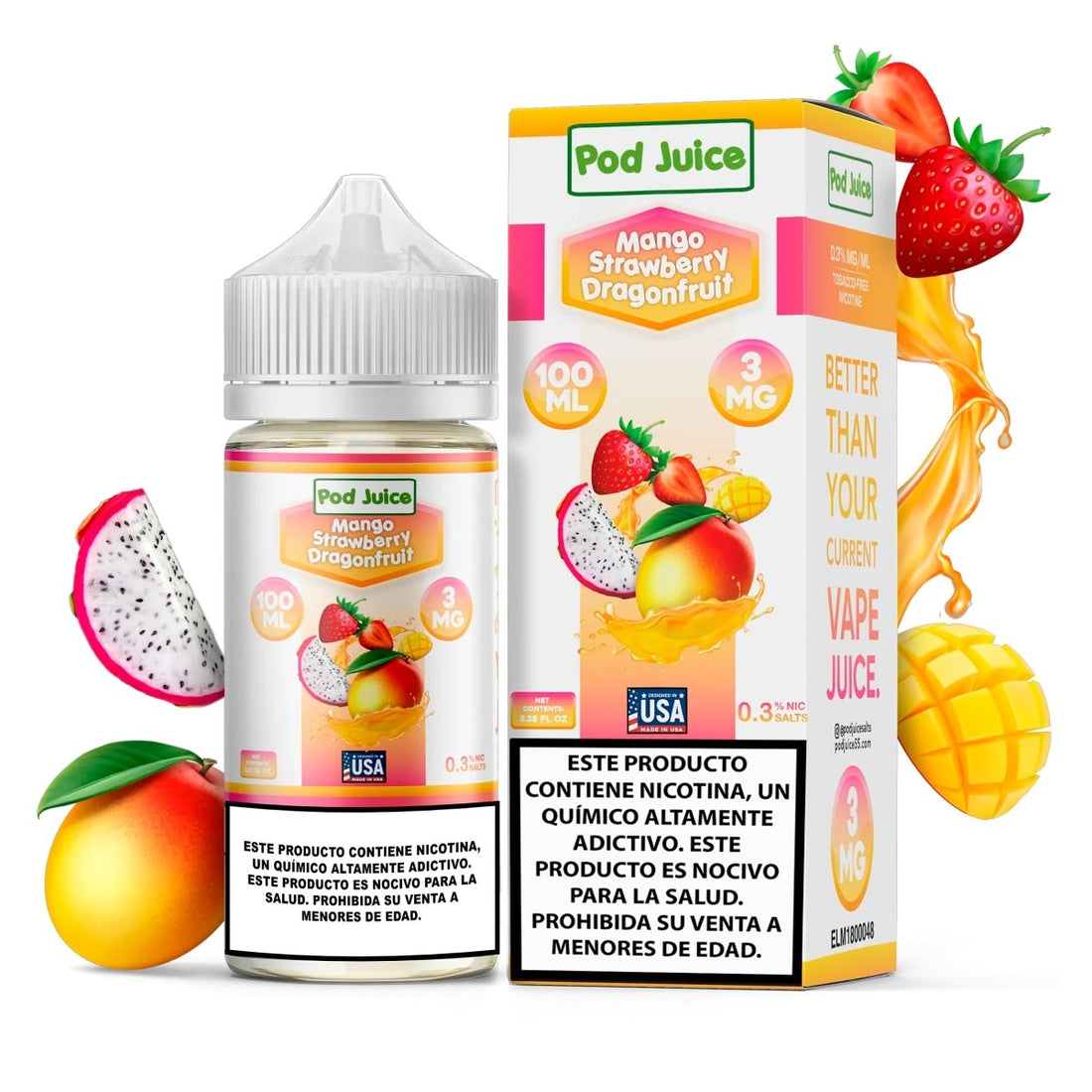 Mango Strawberry Dragonfruit - Eliquid - Pod Juice | BL - PJ - MSD - 00