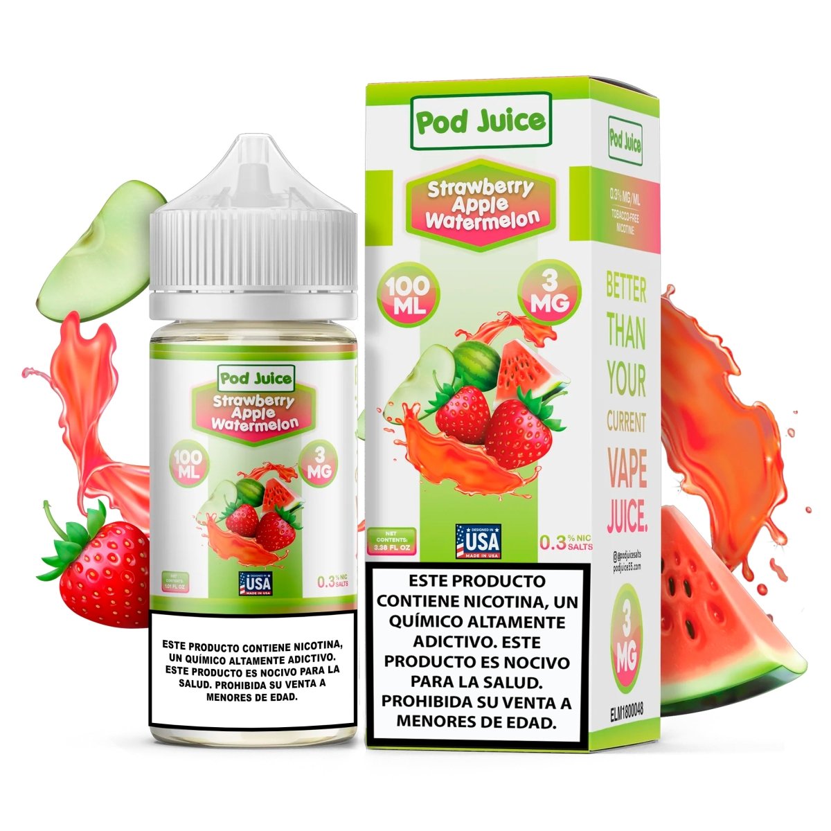 Strawberry Apple Watermelon - Eliquid - Pod Juice | BL - PJ - SAW - 00