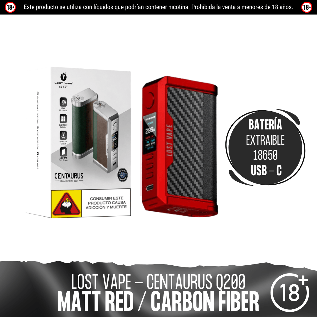 Lost Vape - Centaurus Q200 Box Mod - Kit de Vapeo - Lost Vape | EQ-LV-CENT-Q20-MRCF