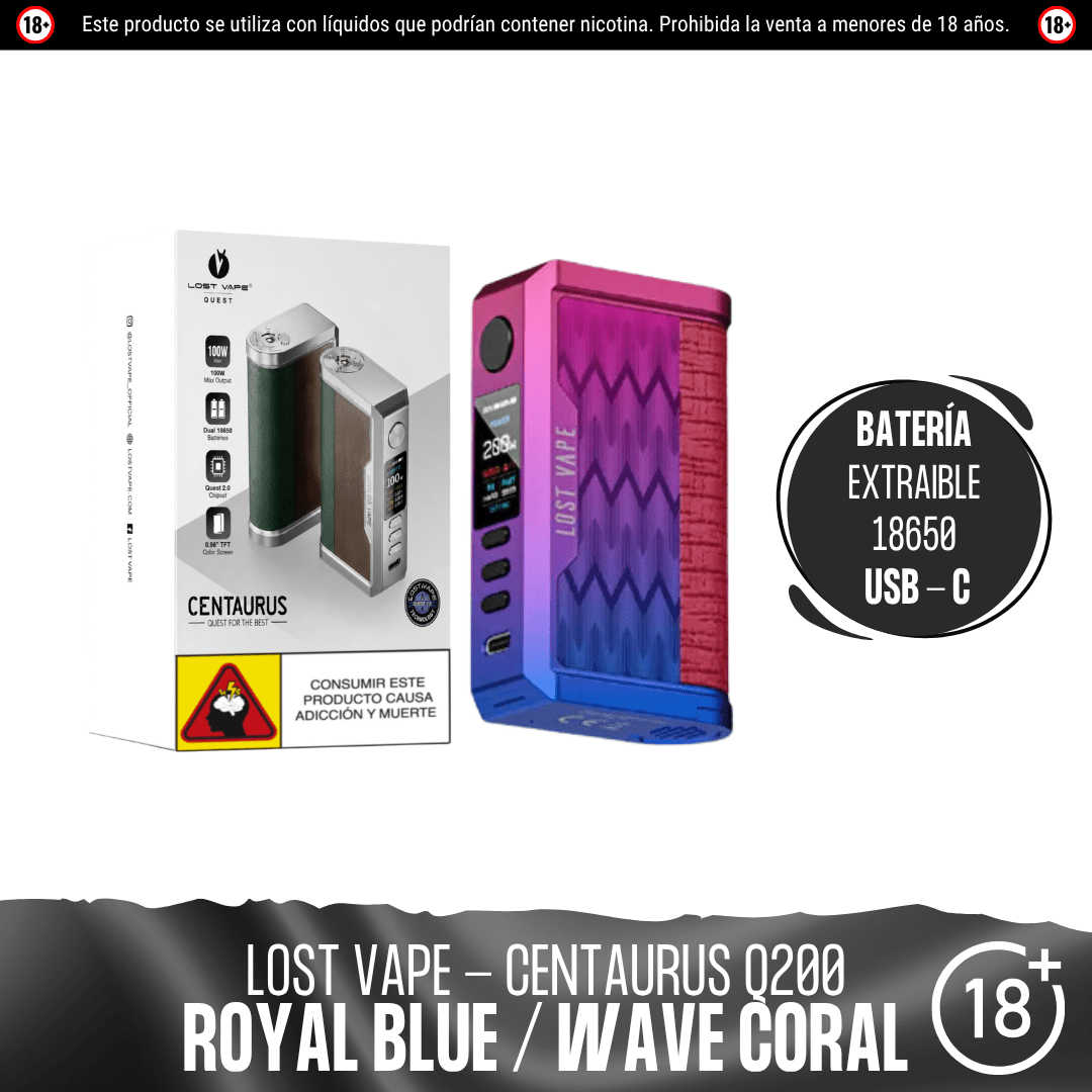 Lost Vape - Centaurus Q200 Box Mod - Kit de Vapeo - Lost Vape | EQ-LV-CENT-Q20-RBWC