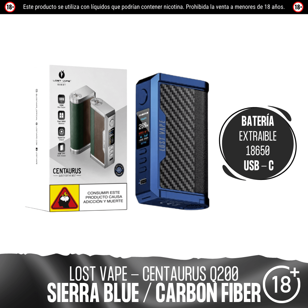 Lost Vape - Centaurus Q200 Box Mod - Kit de Vapeo - Lost Vape | EQ-LV-CENT-Q20-SBCF