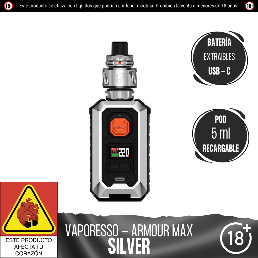 Vaporesso - Armour Max Kit - Kit de Vapeo - Vaporesso | EQ - VPS - ARM - MAK - SIL