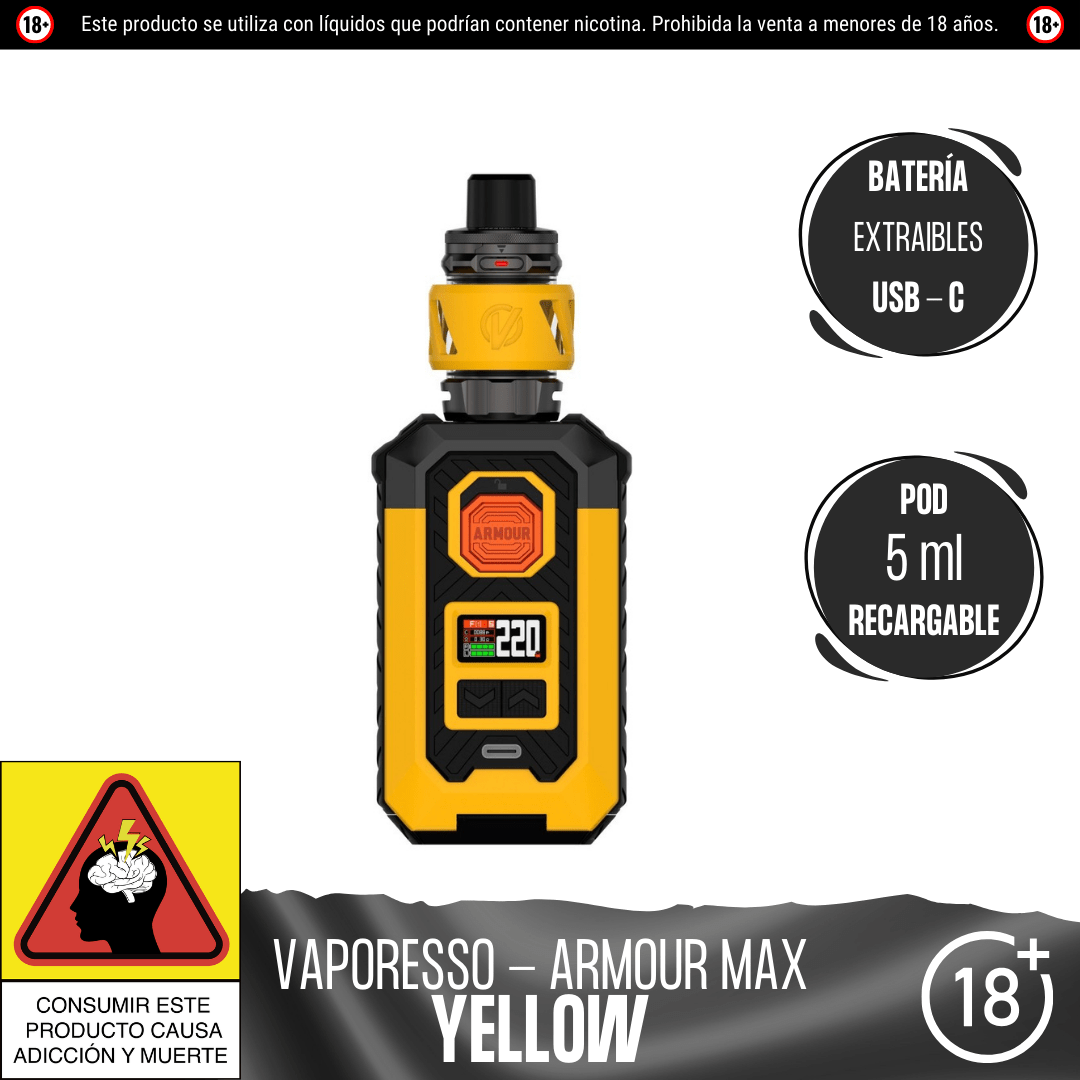 Vaporesso - Armour Max Kit - Kit de Vapeo - Vaporesso | EQ - VPS - ARM - MAK - YEL