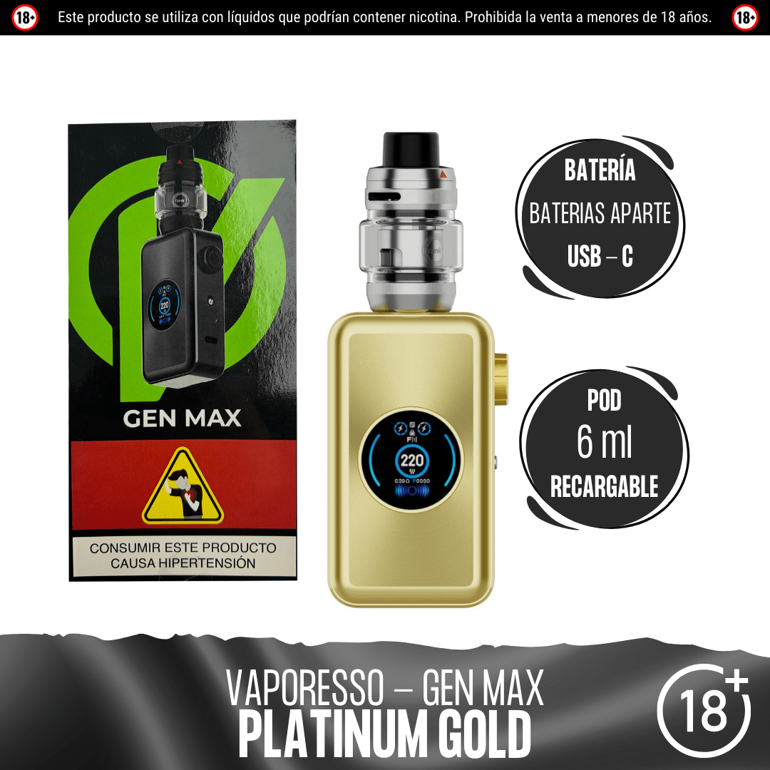 Vaporesso - Gen Max Kit - Kit de Vapeo - Vaporesso | EQ-VPS-GEN-MAK-PLG