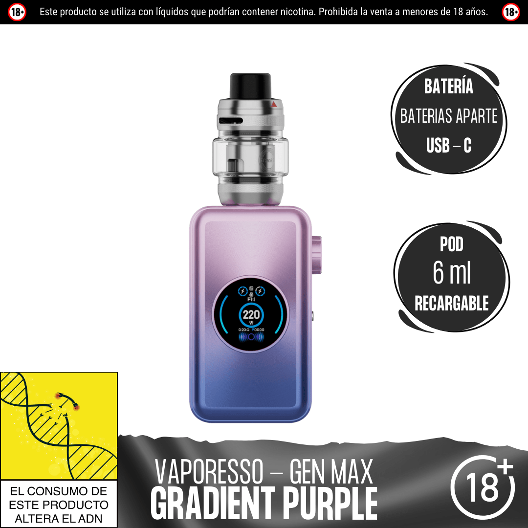 Vaporesso - Gen Max Kit - Kit de Vapeo - Vaporesso | EQ - VPS - GEN - MAK - GPU