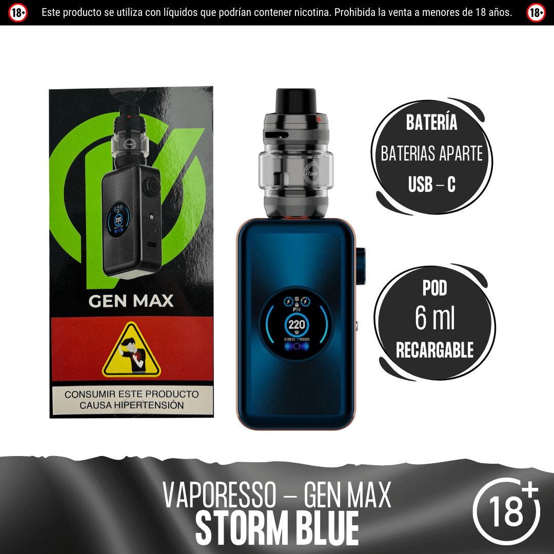 Vaporesso - Gen Max Kit - Kit de Vapeo - Vaporesso | EQ-VPS-GEN-MAK-STB