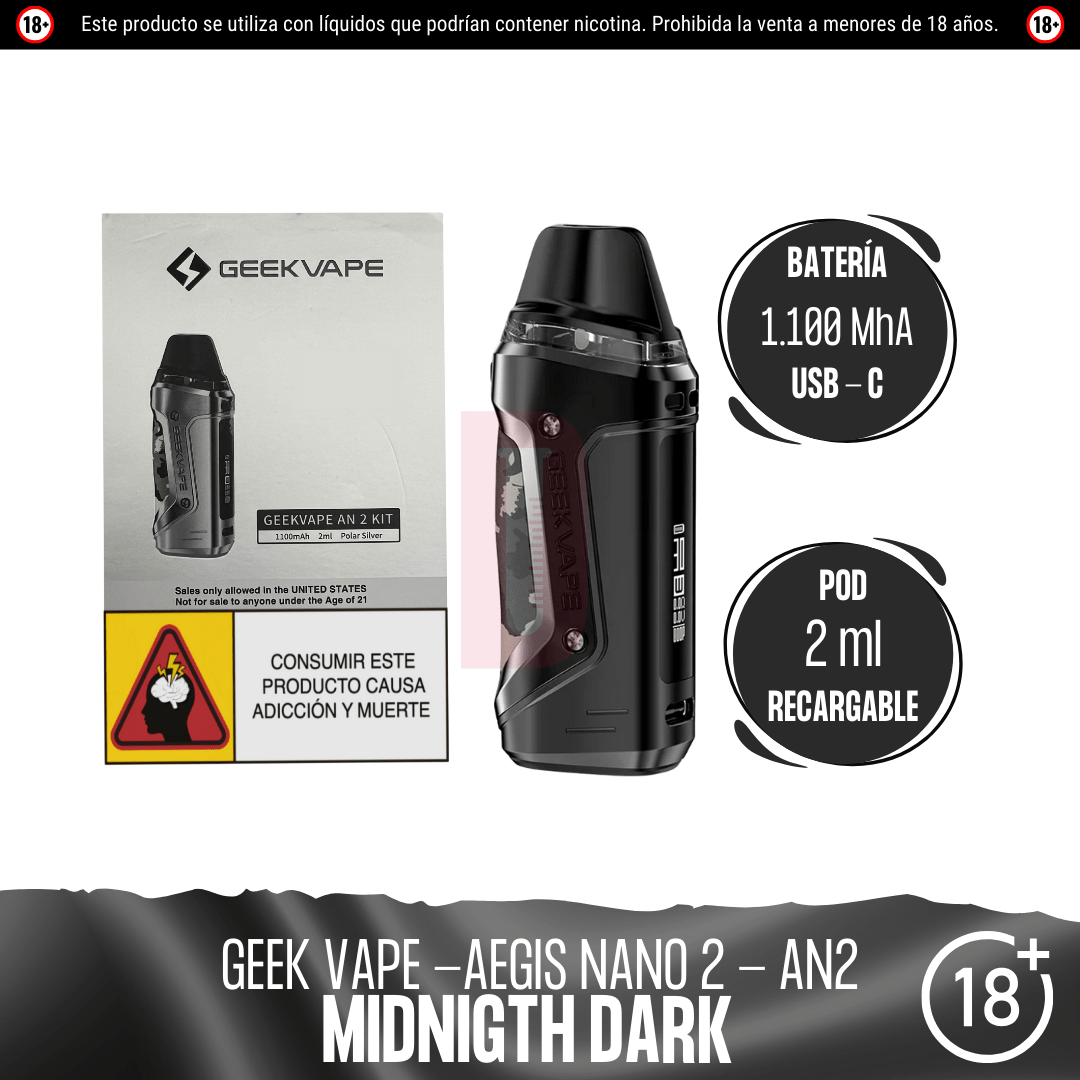 Geek Vape - AN2 (Aegis Nano 2) Pod Kit - Pod - Geekvape | EQ-GV-AN2K-MID