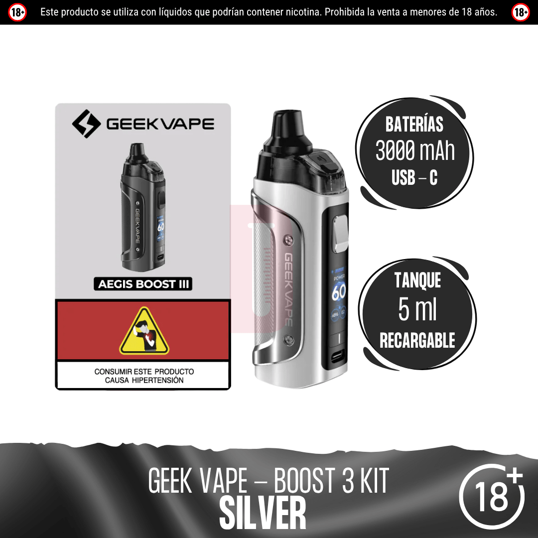 Geekvape - Aegis Boost 3 Pod Mod Kit - Pod - Geekvape | EQ-GV-BO3-SIL