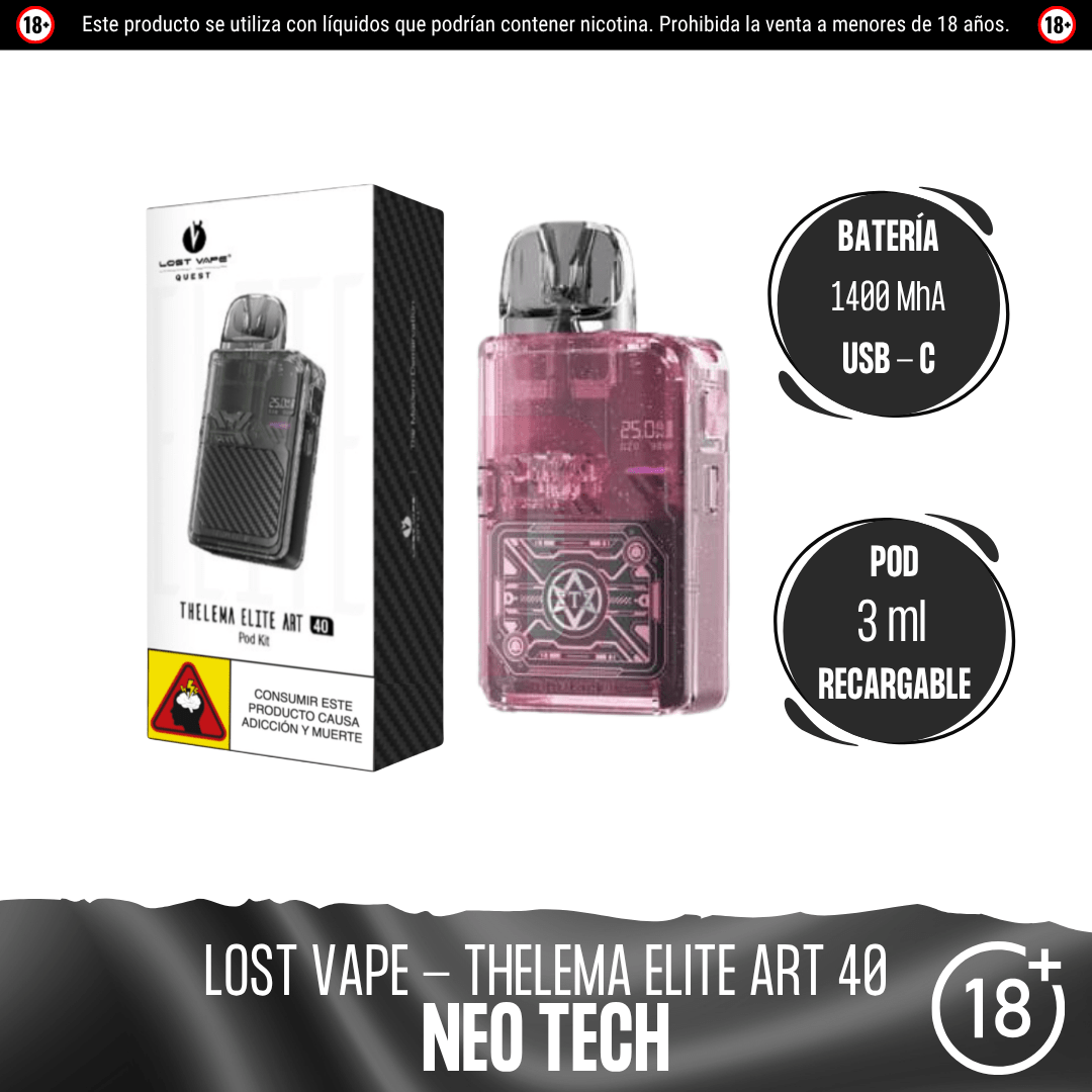 Lost Vape - Thelema Elite Art 40 Kit - Pod - Lost Vape | EQ-LV-THE-EAR-NET