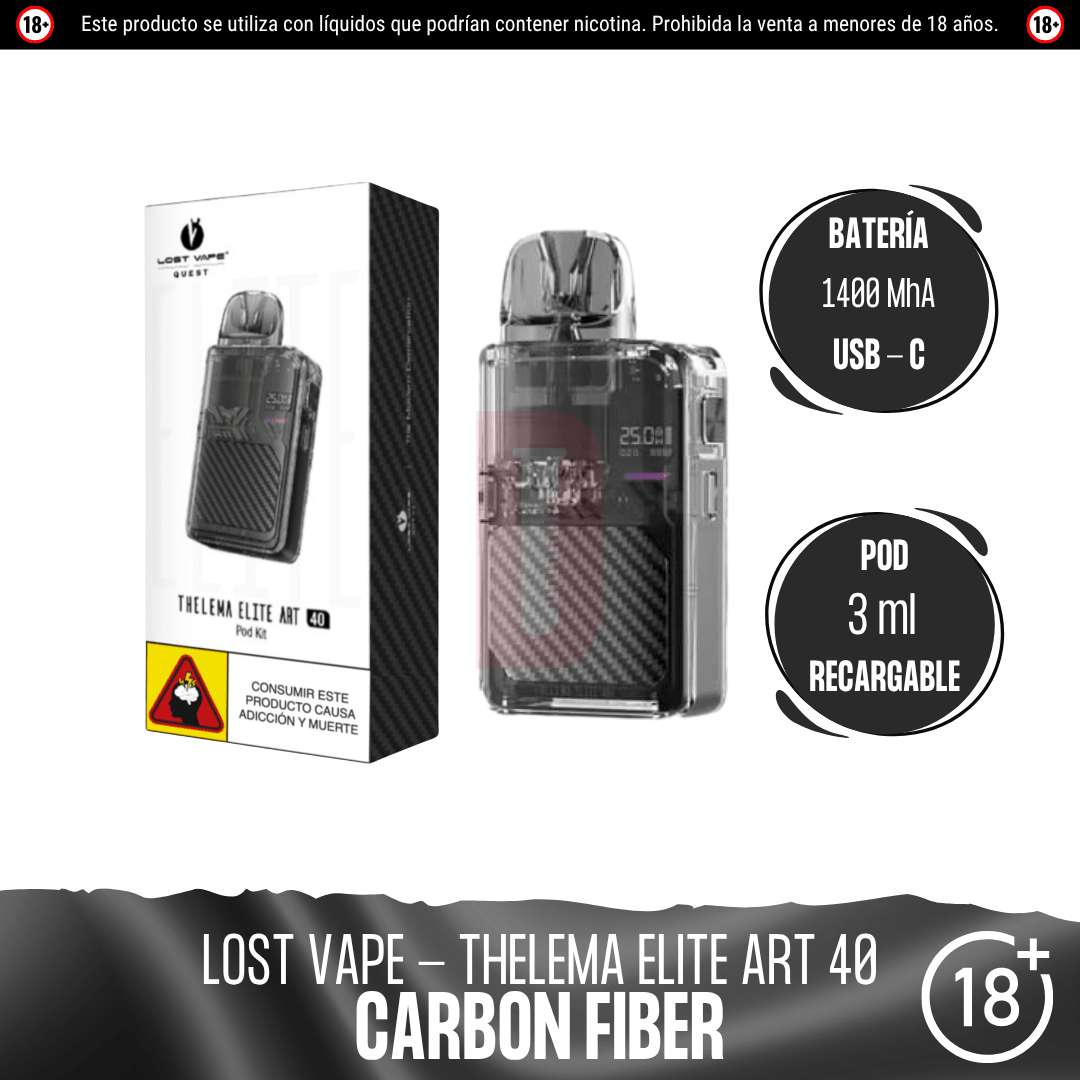 Lost Vape - Thelema Elite Art 40 Kit - Pod - Lost Vape | EQ-LV-THE-EAR-CAF