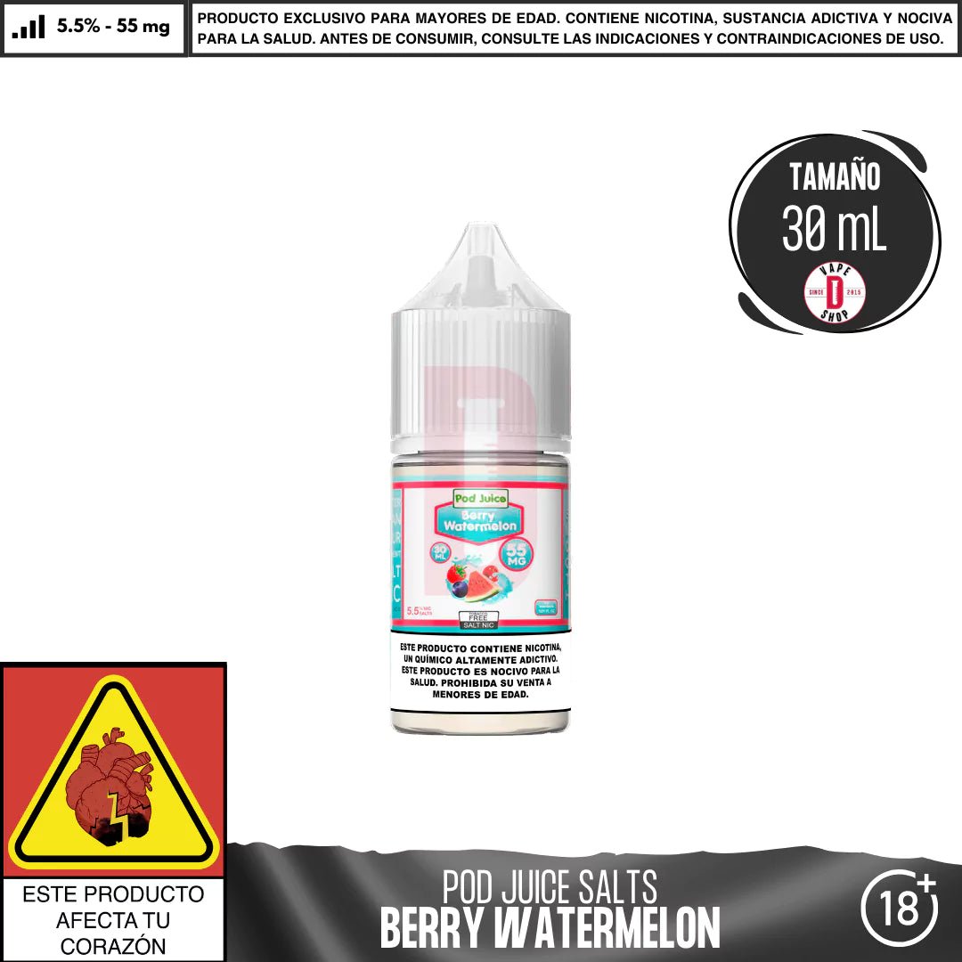 Berry Watermelon Salts - Sales de Nicotina - Pod Juice | SN - PJ - BEW - 55