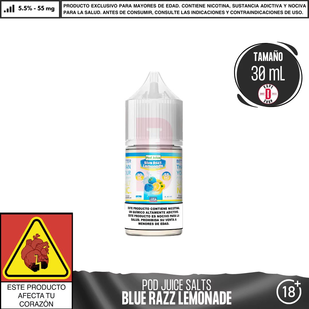 Blue Razz Lemonade Salts - Sales de Nicotina - Pod Juice | SN - PJ - BRL - 55