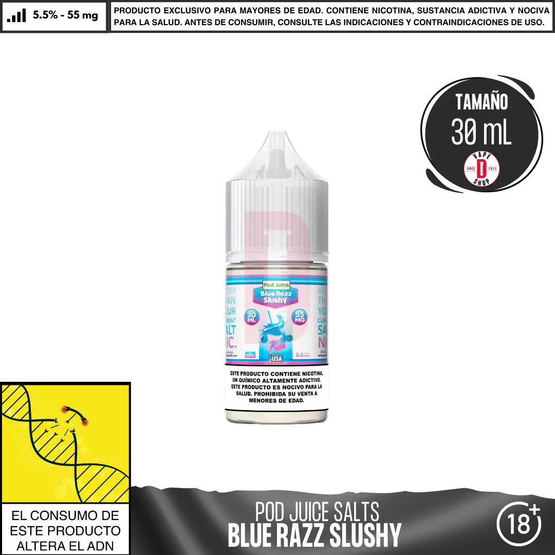 Blue Razz Slushy Salts - Sales de Nicotina - Pod Juice | SN - PJ - BRS - 55