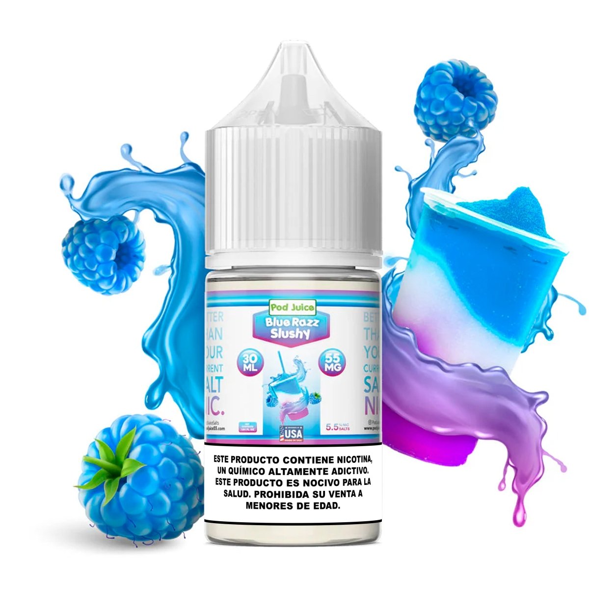 Blue Razz Slushy Salts - Sales de Nicotina - Pod Juice | SN - PJ - BRS - 35