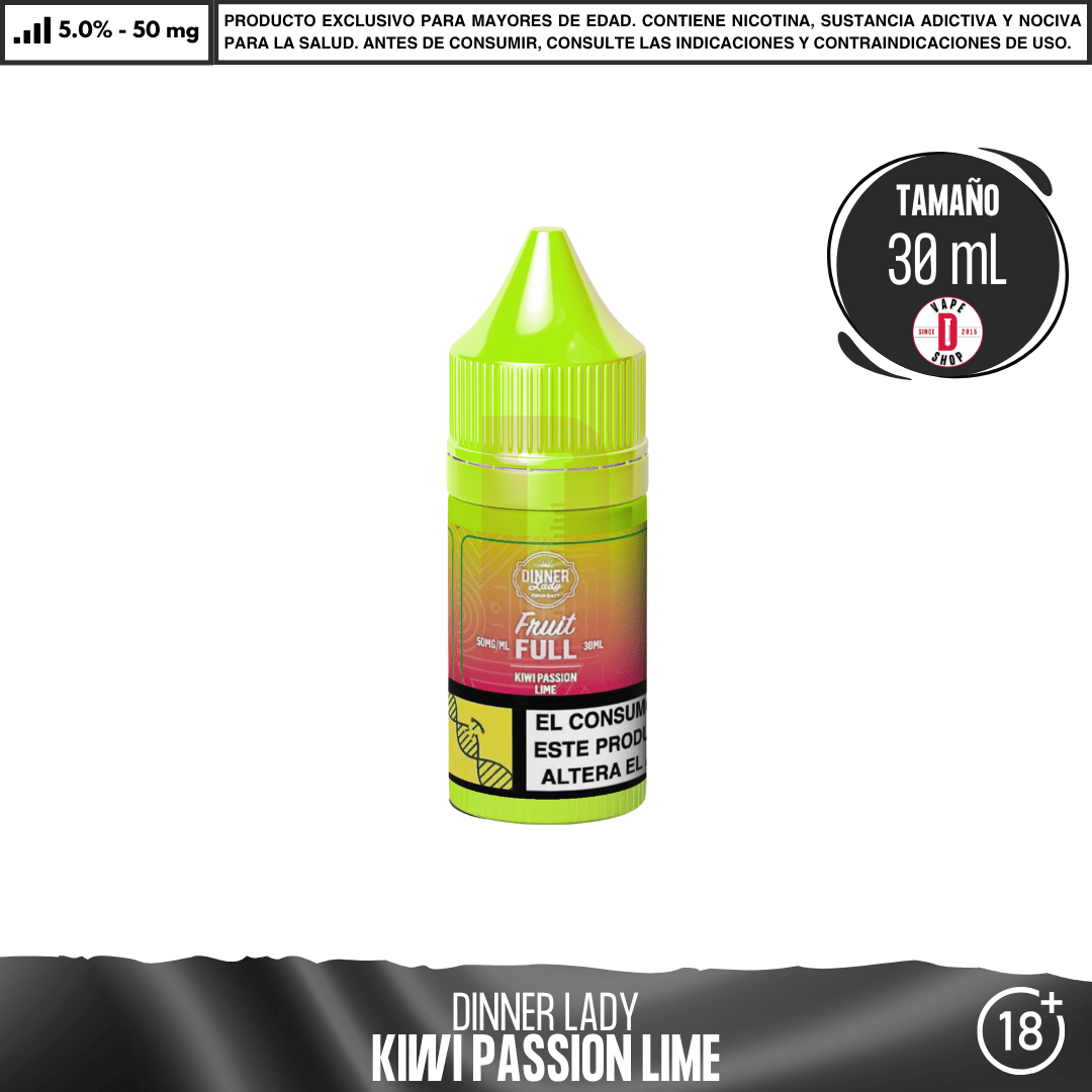 Dinner Lady - Full Fruit - Kiwi Passion LIme Salts - Sales de Nicotina - Dinner Lady | SN-DL-FF-KPL-50