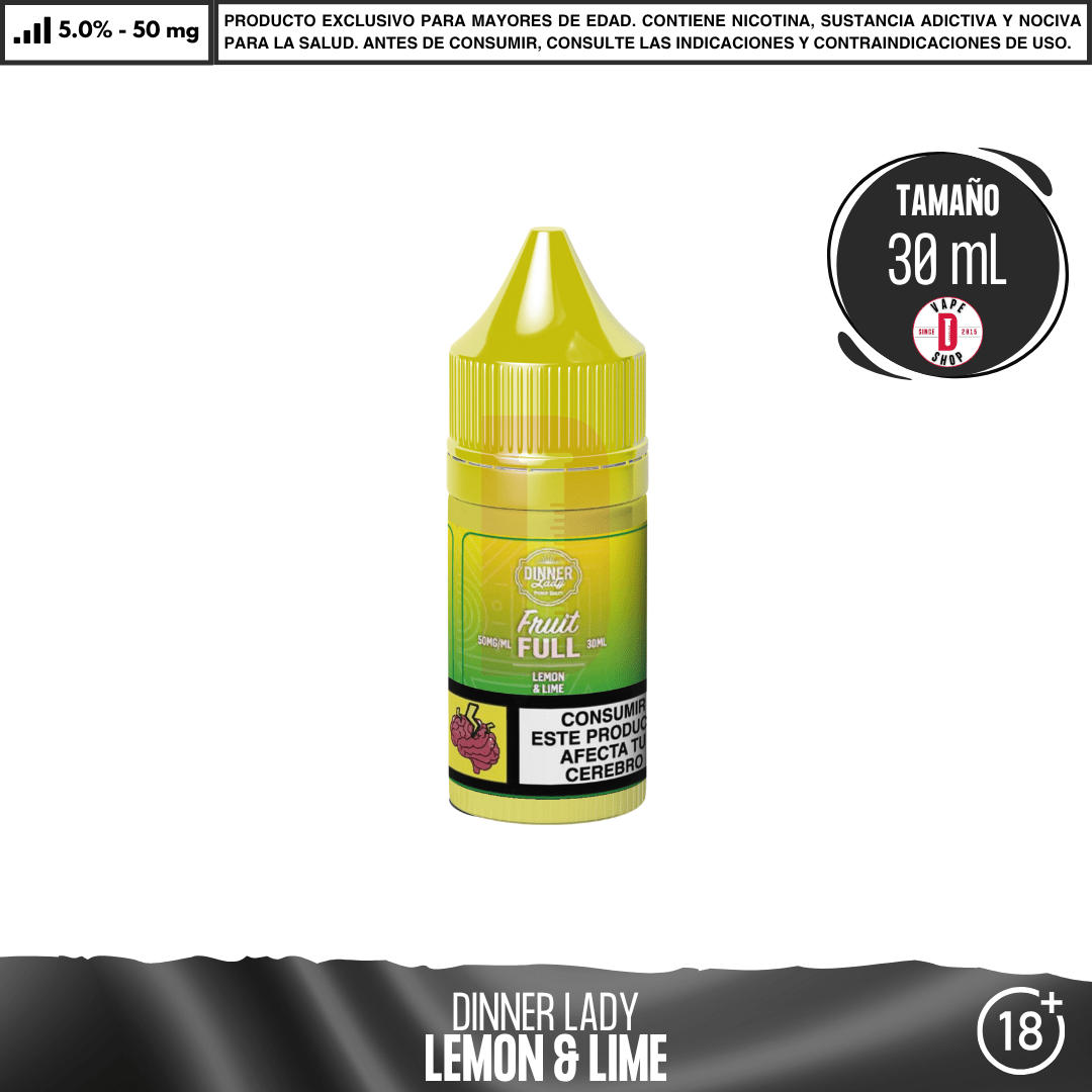 Dinner Lady - Full Fruit - Lemon & Lime Salts - Sales de Nicotina - Dinner Lady | SN-DL-FF-LL-50