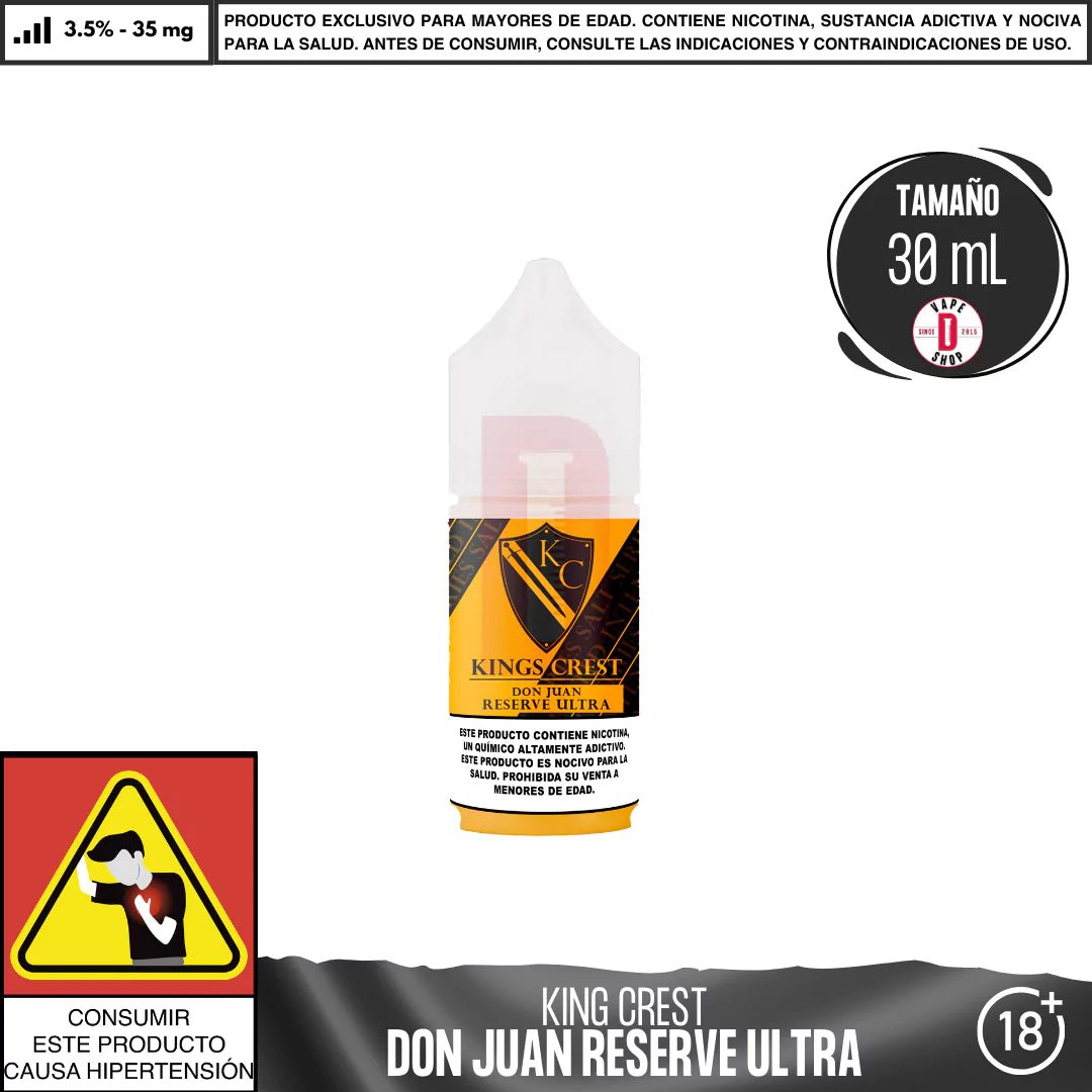 Don Juan Reserve Ultra Salts - Sales de Nicotina - King's Crest | SN - KK - DJR - ULT - 35