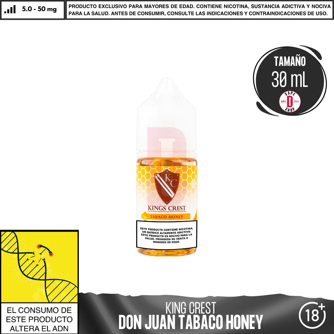 Don Juan Tabaco Honey Salts - Sales de Nicotina - King's Crest | SN - KK - DJH - 50