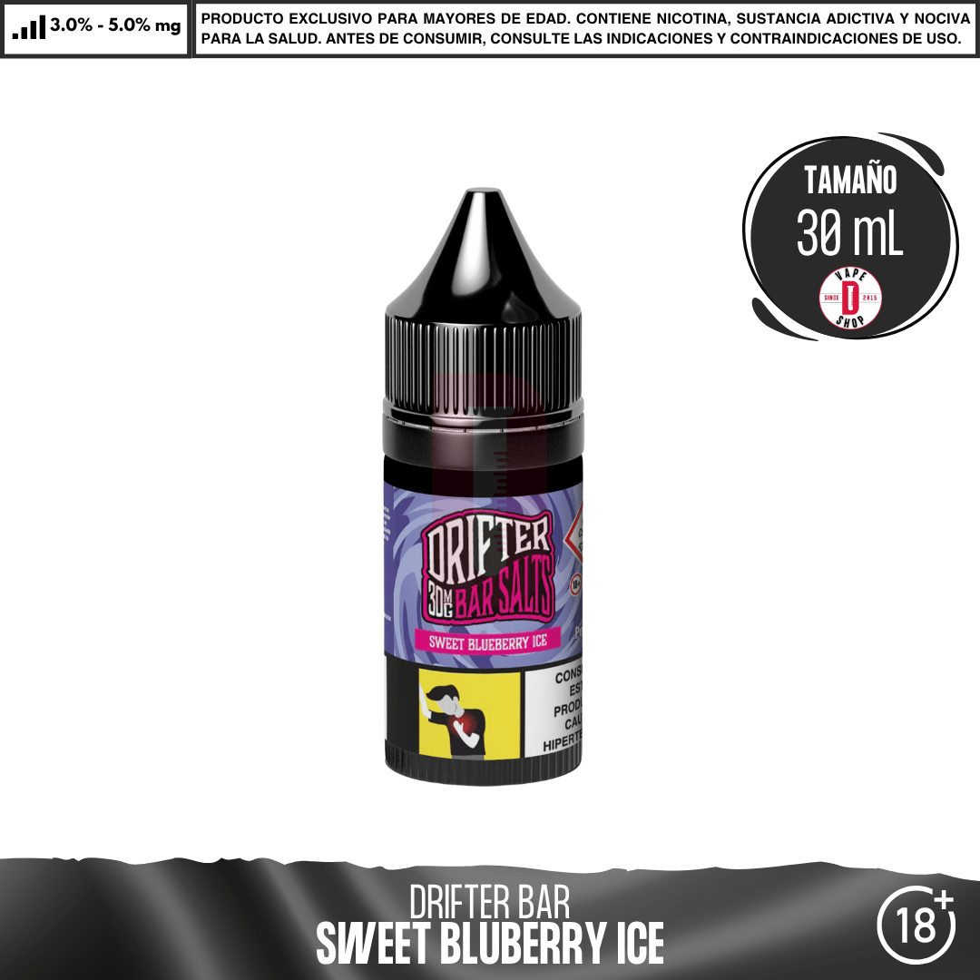 Drifter Bar Sweet Blueberry Ice Salts - Sales de Nicotina - Juice Sauz | SN-JUS-DRB-SBI-30