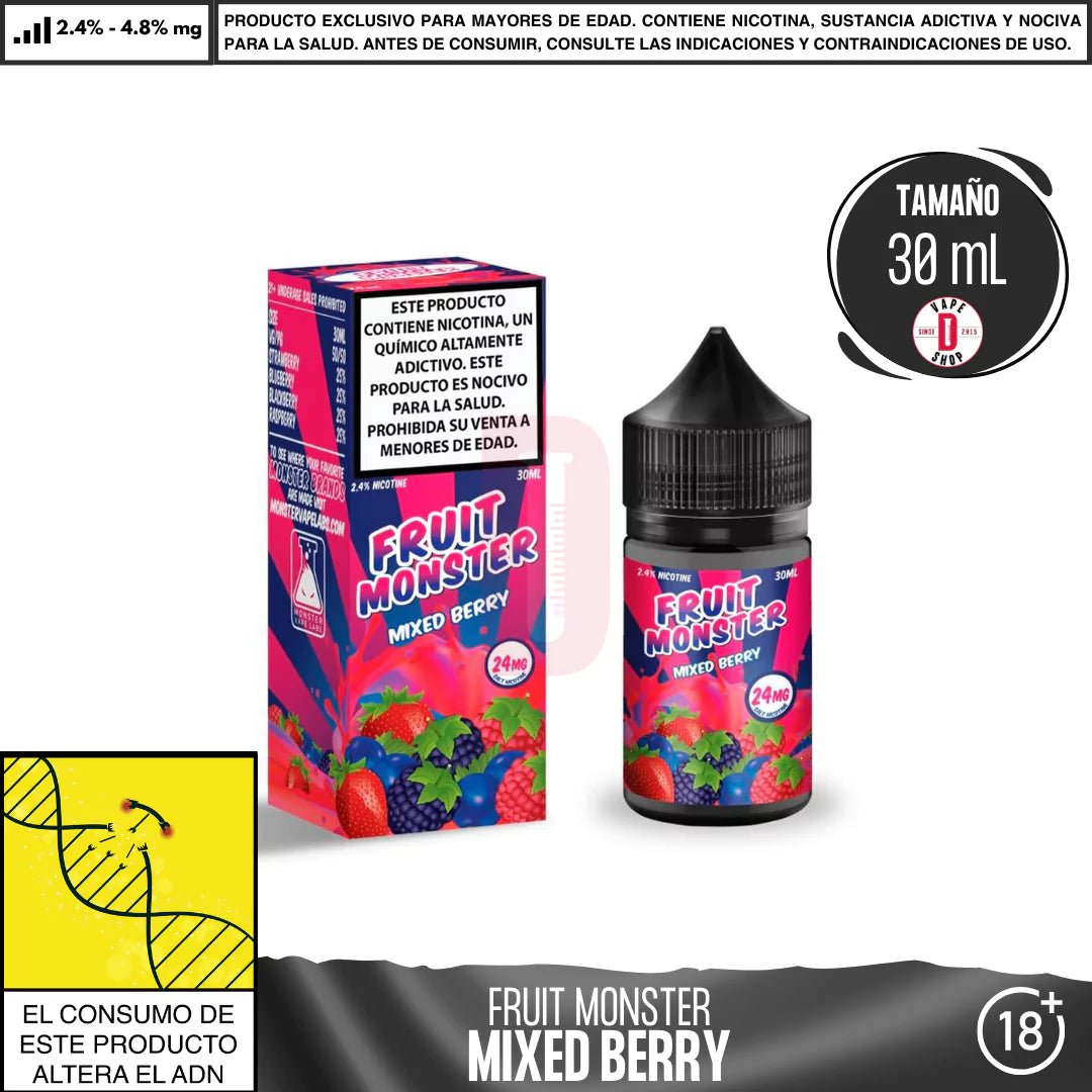 Fruit Monster Mixed Berry Salts - Sales de Nicotina - Monsterlabs | SN - ML - FM - MB - 24