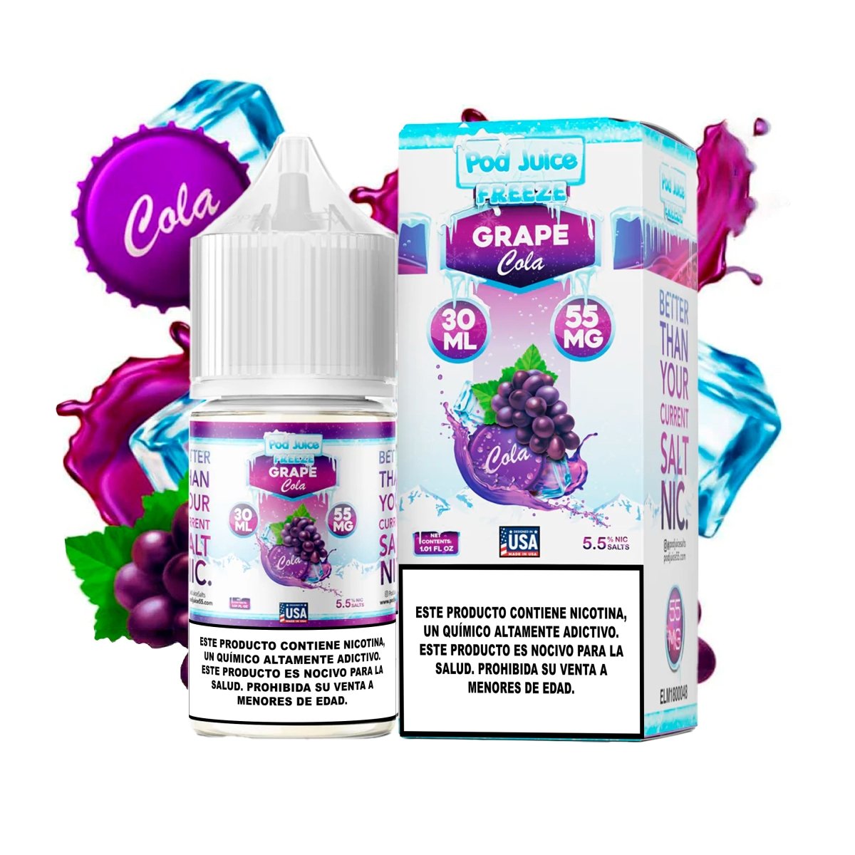 Grape Cola Freeze Salts - Sales de Nicotina - Pod Juice | SN - PJ - GRCF - 35