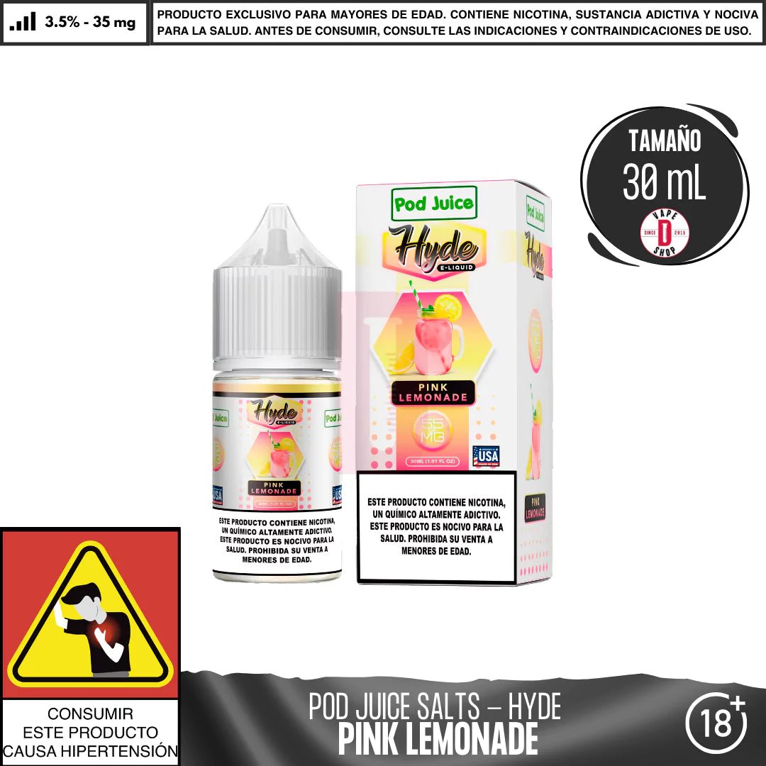Hyde Pink Lemonade Salts - Sales de Nicotina - Pod Juice | SN - PJ - HYDE - PIL - 35
