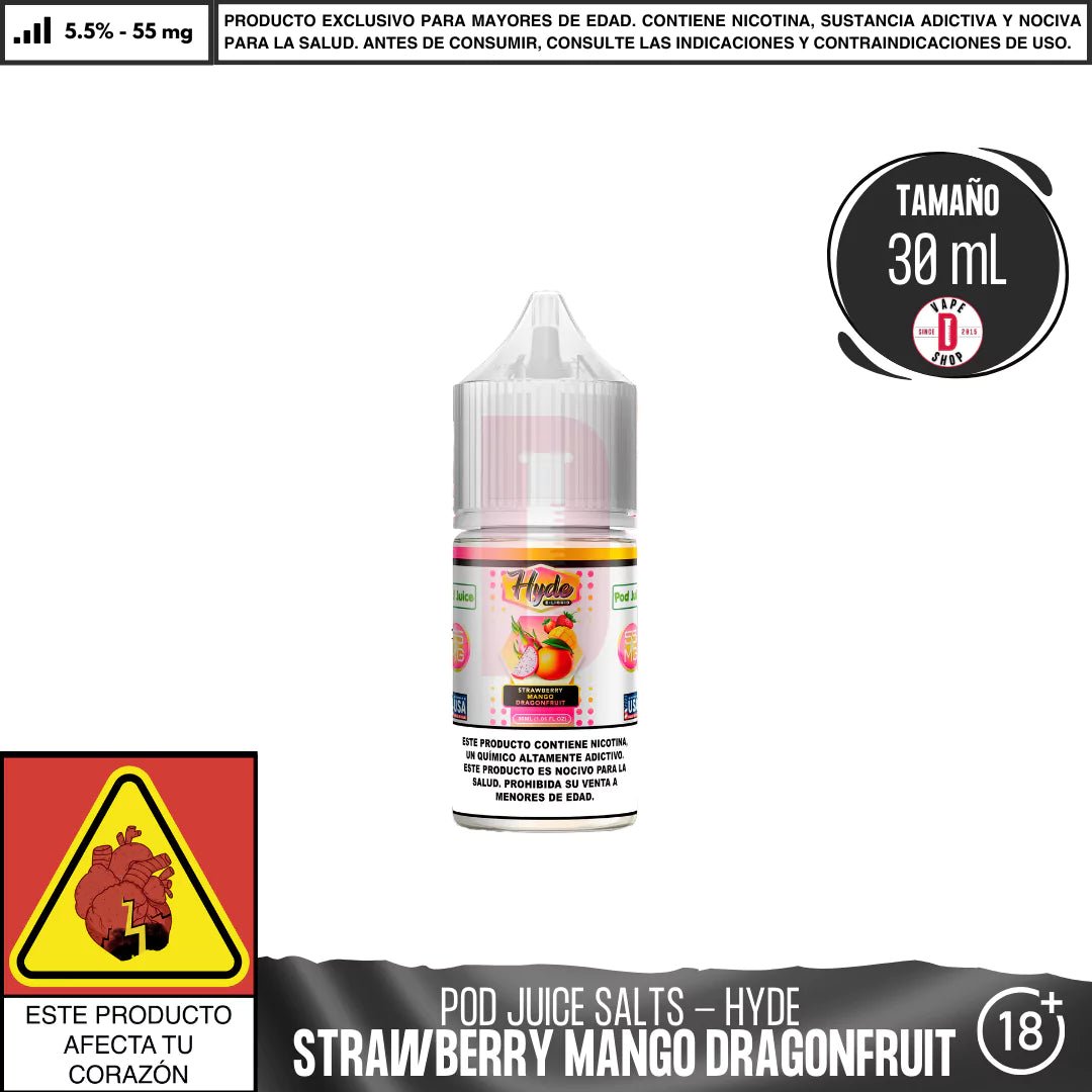 Hyde Strawberry Mango Dragonfruit Salts - Sales de Nicotina - Pod Juice | SN - PJ - HYDE - SMD - 55