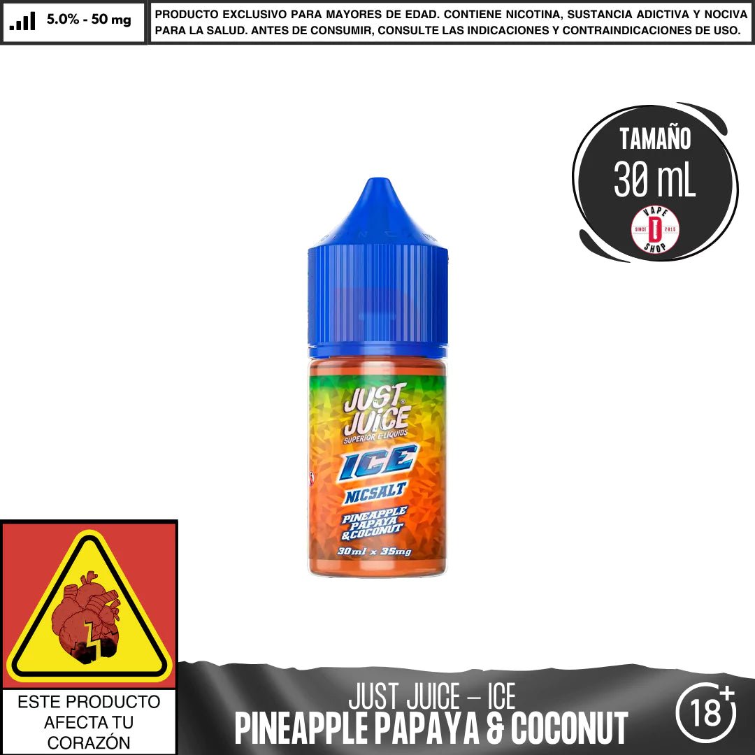 ICE Pineapple Papaya & Coconut Salts - Sales de Nicotina - Just Juice | SN - JJ - ICE - PPC - 50