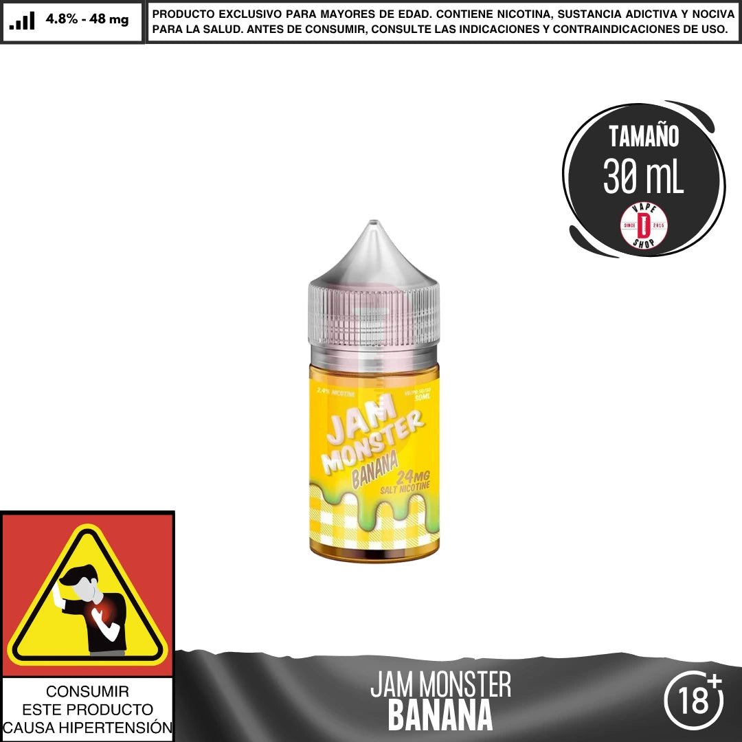 Jam Monster Banana Salts - Sales de Nicotina - Monsterlabs | SN - ML - JM - BN - 48