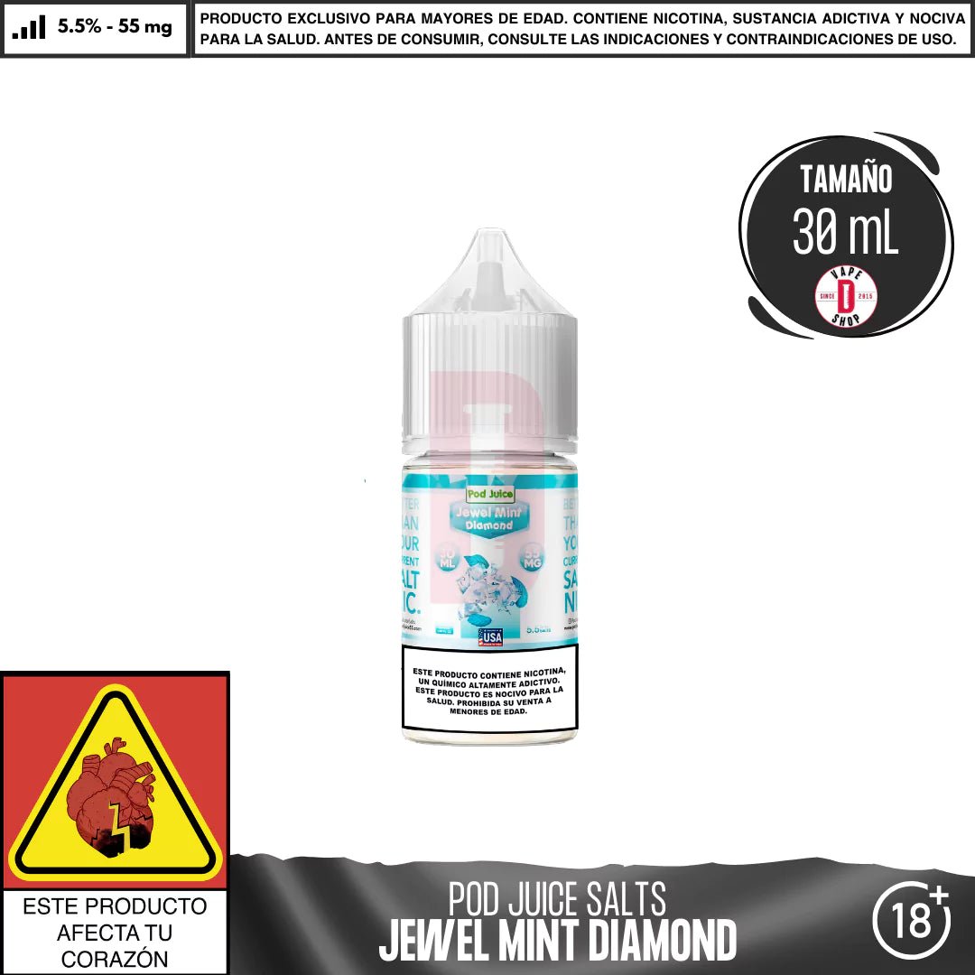 Jewel Mint Diamond Salts - Sales de Nicotina - Pod Juice | SN - PJ - JMD - 55