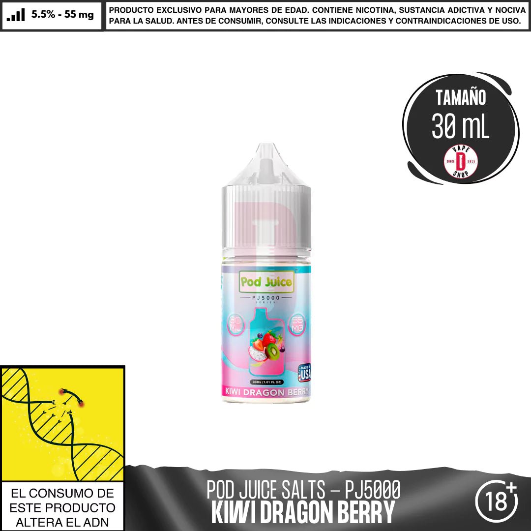 Kiwi Dragon Berry Salts - Sales de Nicotina - Pod Juice | SN - PJ - PJ5 - KDB - 55