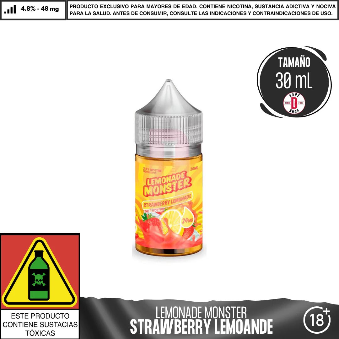 Lemonade Monster Strawberry Salts - Sales de Nicotina - Monsterlabs | SN - ML - LM - SL - 48