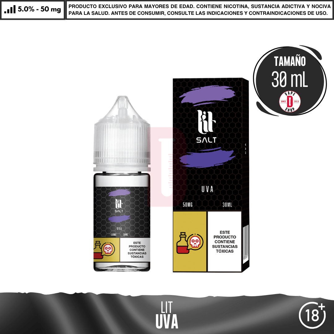 Lit Salts - 9 Sabores Frutales - Sales de Nicotina - Lit Vapes | SN-LIT-UVA-50