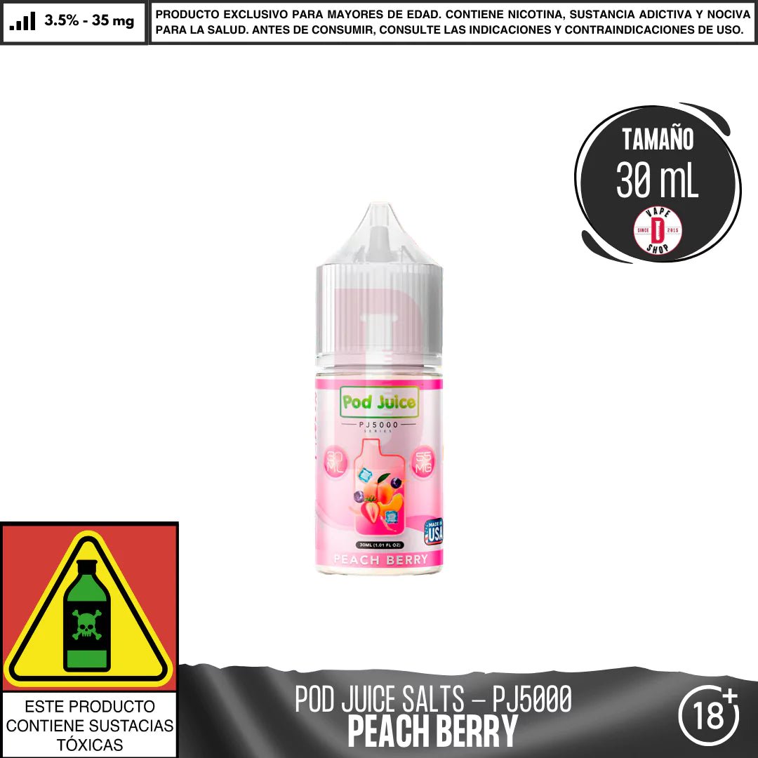 Peach Berry Salts - Sales de Nicotina - Pod Juice | SN - PJ - PJ5 - PB - 35